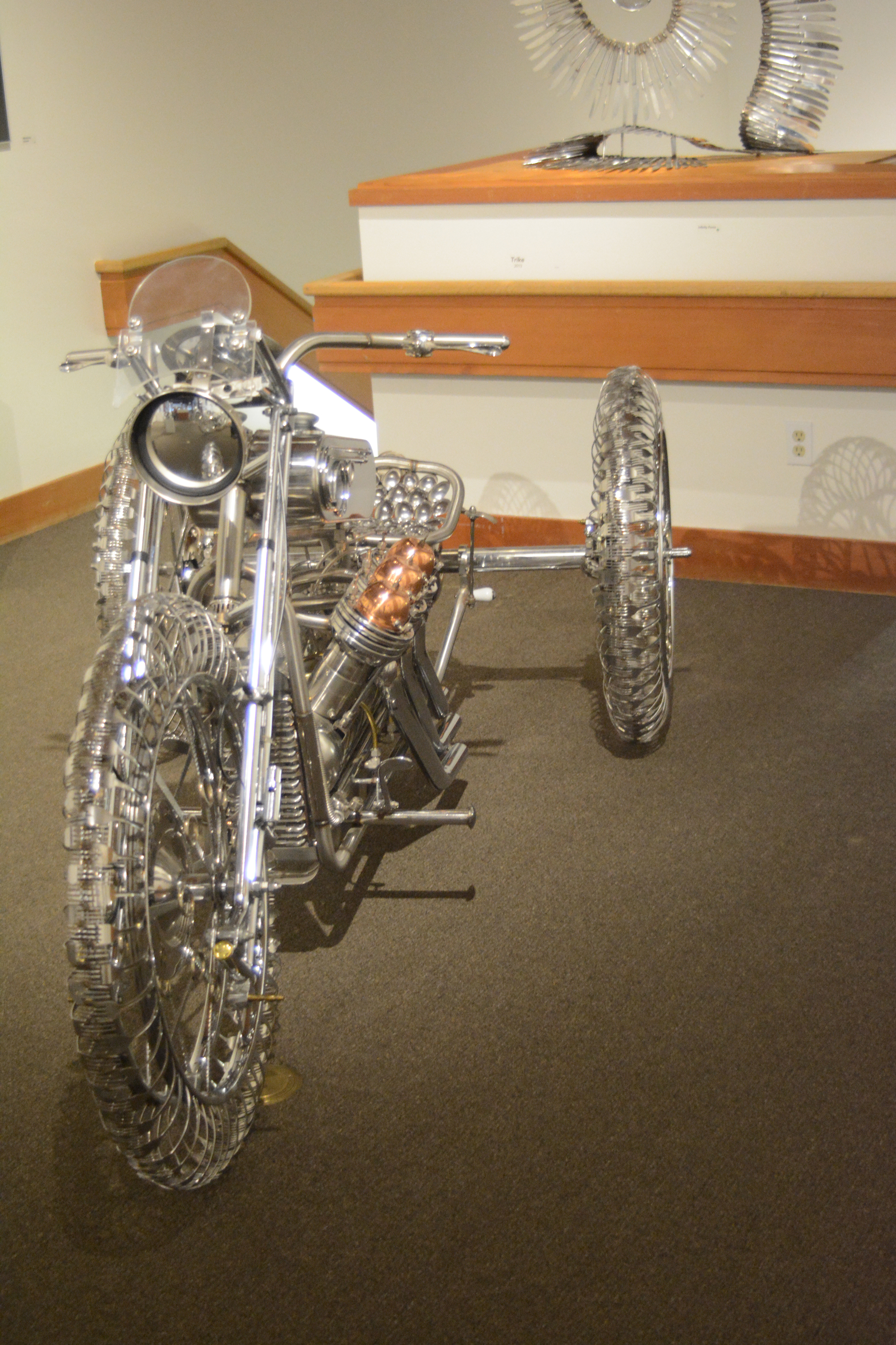 Photo by Michael Armstrong, Homer News  Don Henry’s Tracker and four other motorcycle sculptures he created from all kinds of found objects are now on display at the Pratt Museum. Don Henry’s Trike.