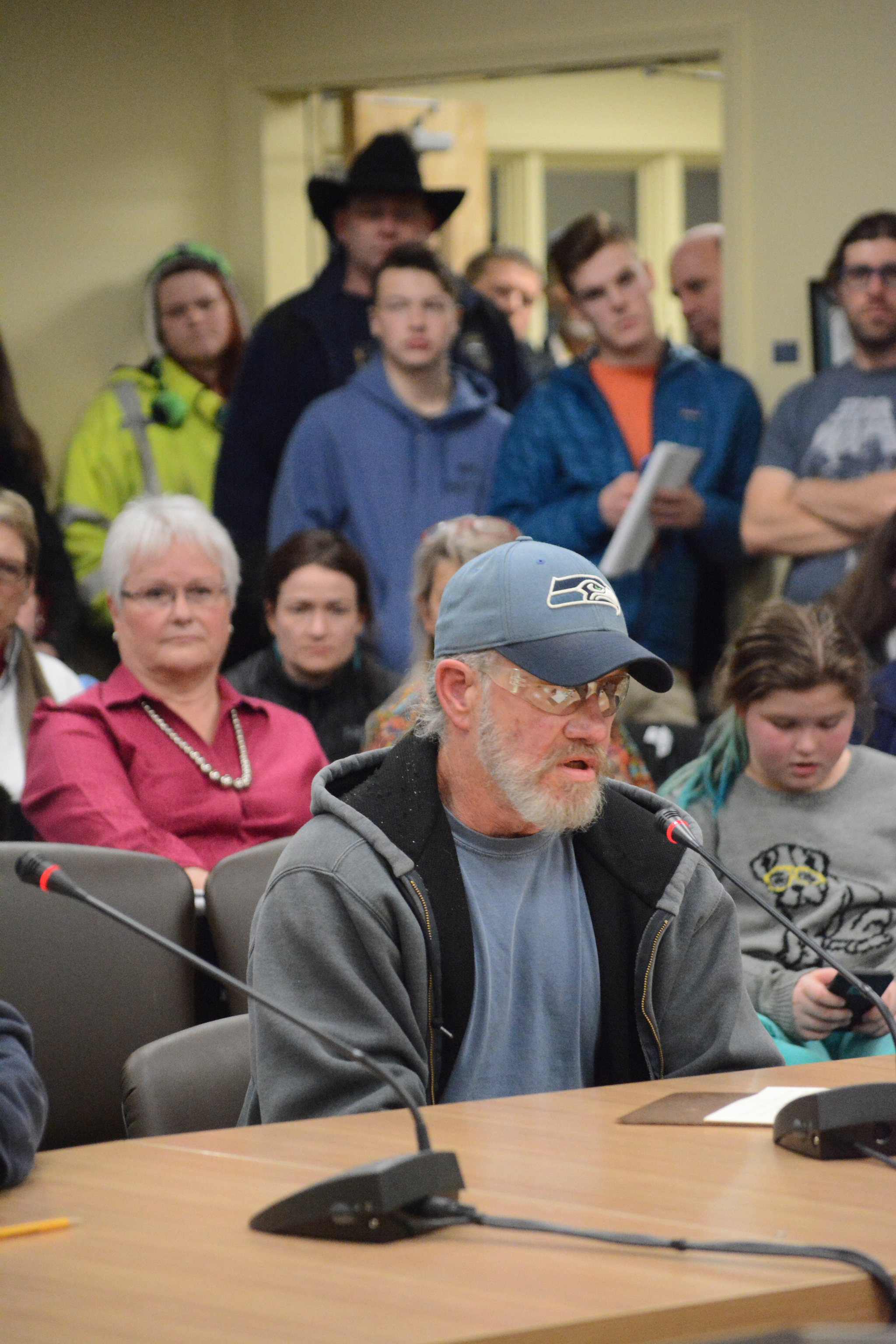 John Cowan speaks on Resolution 17-019 at the Homer City Council meeting on Monday night.