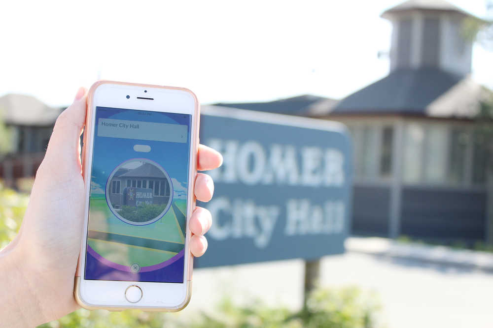 The Pokestop at Homer City Hall is located at the sign in front of the building.