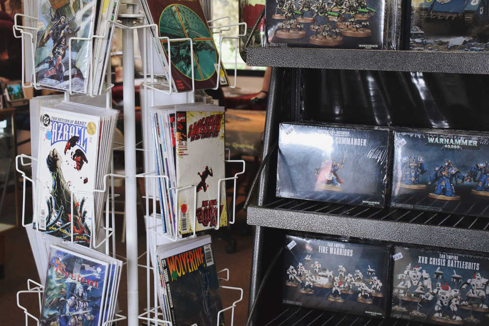 A small portion of the merchandise sold at The Dragon's Den, located on Pioneer Avenue in the Hillas building.