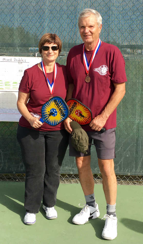 Dru and Tim Renschler won bronze in mixed doubles for pickleball in the age 65-69 category at the Alaska Senior Games in Fairbanks Aug. 16-18. Dru also won silver with Donna Holleman in women's doubles for the age 65-69 category. Tim won gold in men's doubles with Paul Knight in the age 60-64 category and silver in men's singles age 70-74 category.