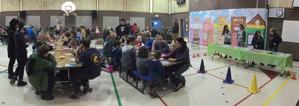 Paul Banks Elementary School families and staff play bingo at the Jan. 28 Wild West themed event for the school’s annual Read-A-Thon. The event gave away books to students as prizes.-Photo provided