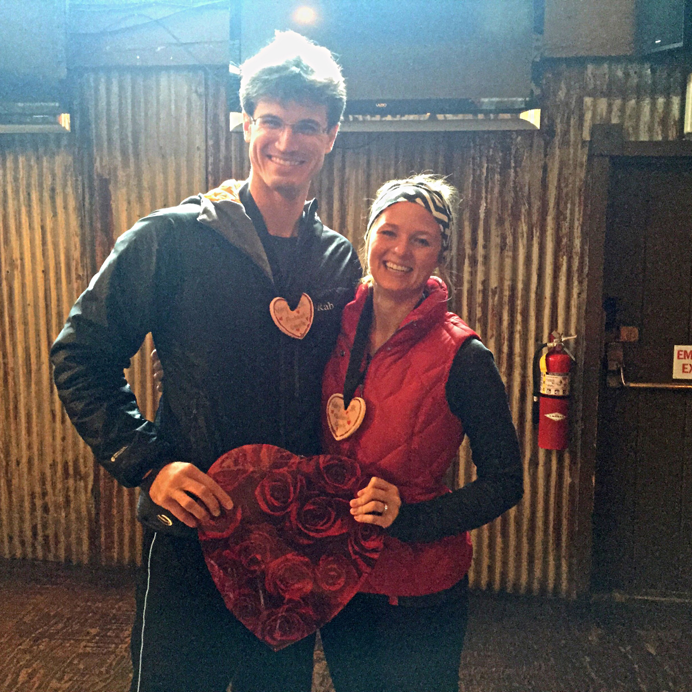 Garrett and Heidi Hooker were honored as the Kachemak Bay Running Club’s Valentine’s Day 5K fastest couple. Garrett came in fourth overall with a time of 23:04.1, while Heidi came in 13th overall with her time of 25:24.4.-Photo provided
