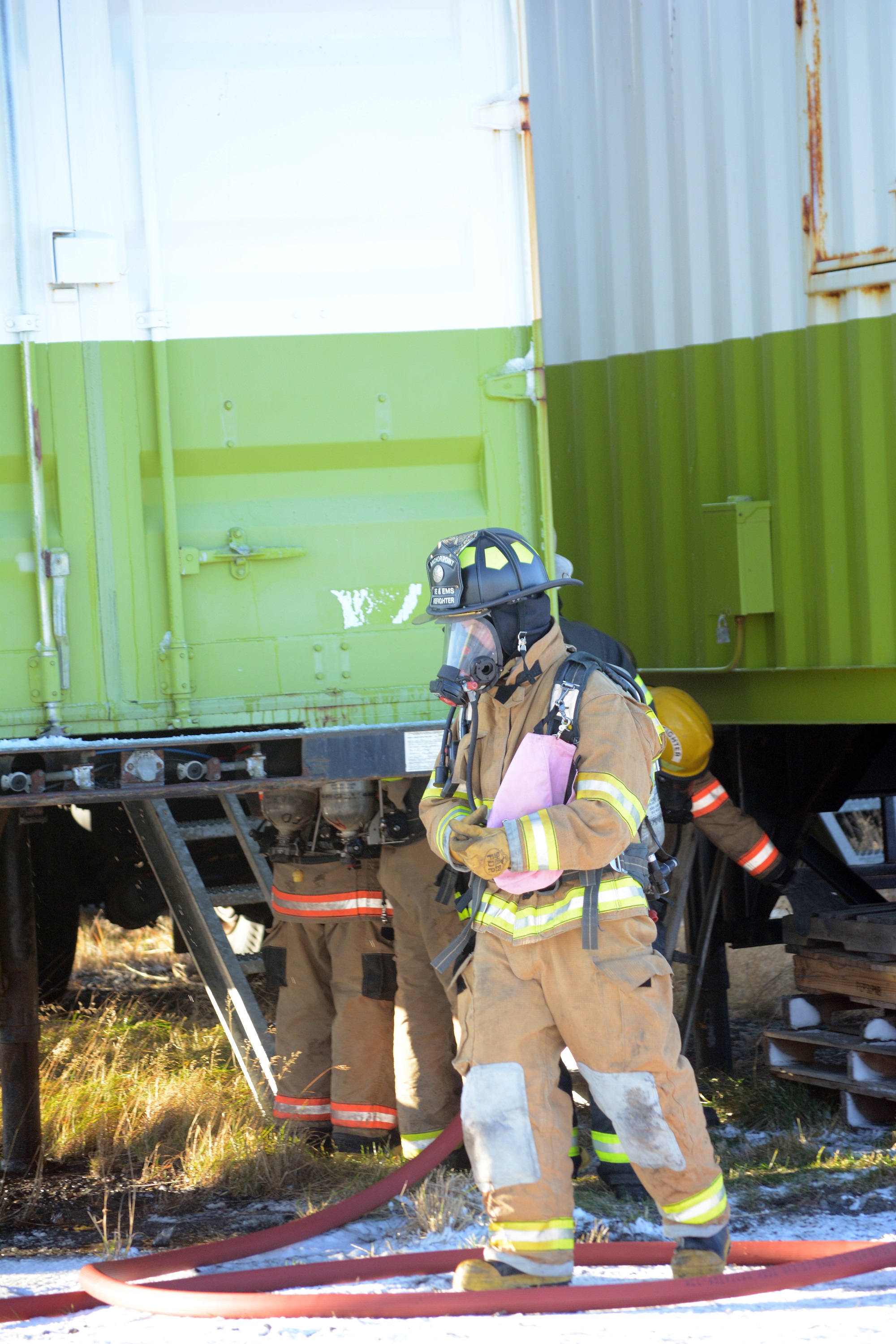 Kenai Peninsula Borough Mayor Mike Navarre attends firefighter training on Saturday at the Homer Volunteer Fire Department Training Facility on the Homer Spit.-Photo by Michael Armstrong, Homer News