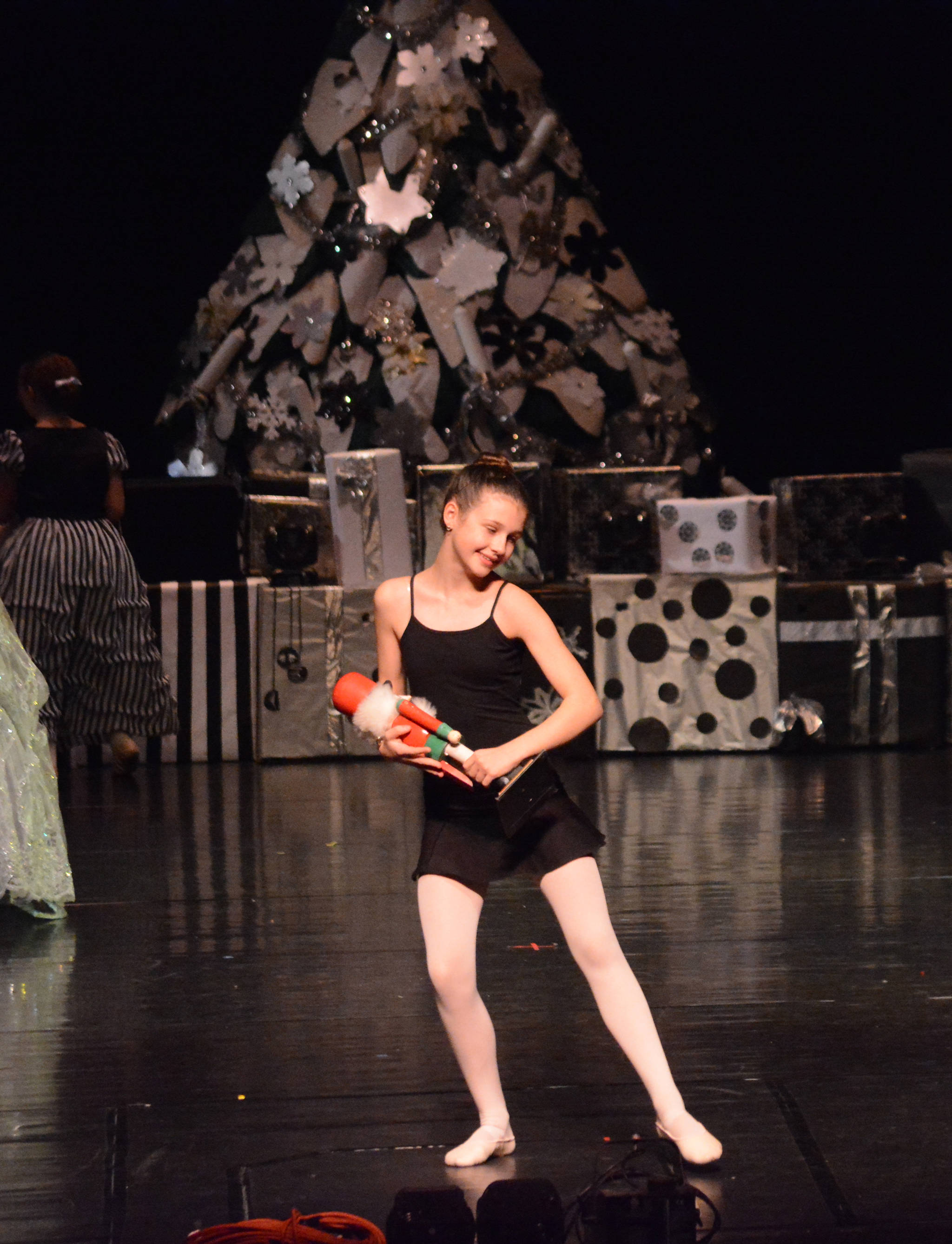 Ireland Styvar as Little Clara rehearses a scene at the Mariner Theatre Friday, Nov. 24, 2017 in Homer, Alaska for the Nutcracker Ballet. (Photo by Michael Armstrong, Homer News)
