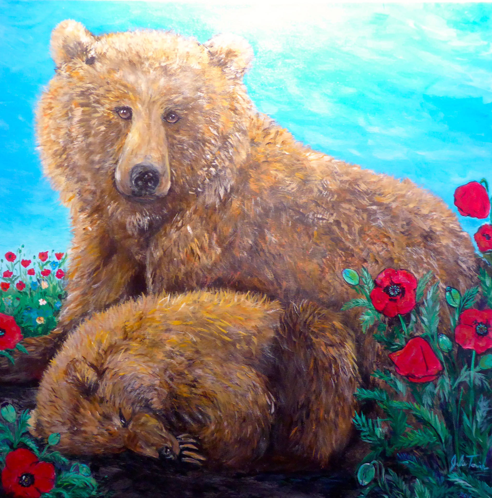 “Bear Poppy” by Julianne Tomich is part of her show opening Friday at Grace Ridge Brewery. (Photo provided)