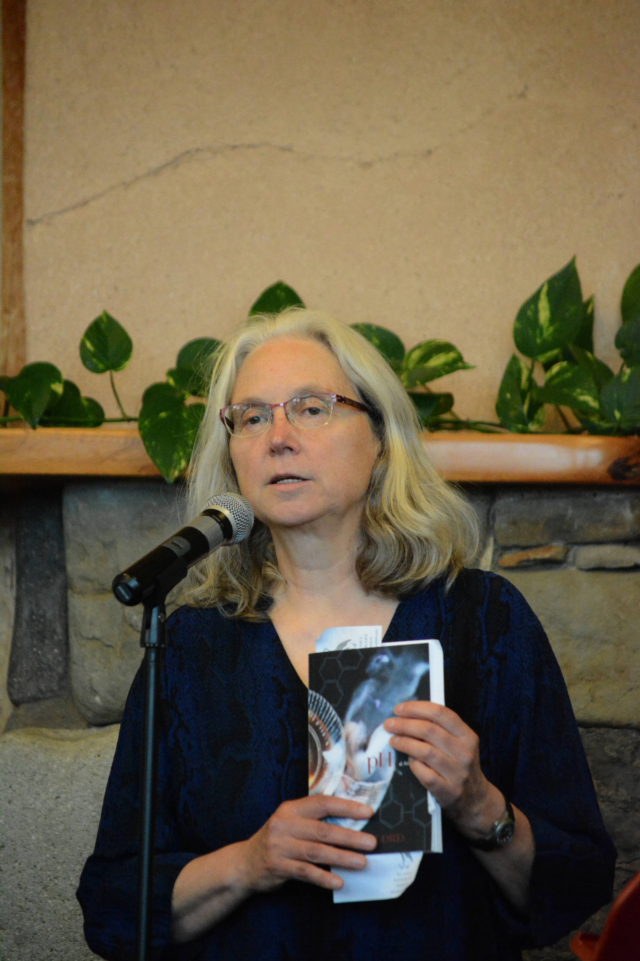 Nancy Lord speaks at the book launch of her new novel, “pH,” on Sept. 15, 2017 at the Homer Public Library. “pH” made No. 2 on the Homer Bookstore’s 2017 best-seller list. (Photo by Michael Armstrong/Homer News)