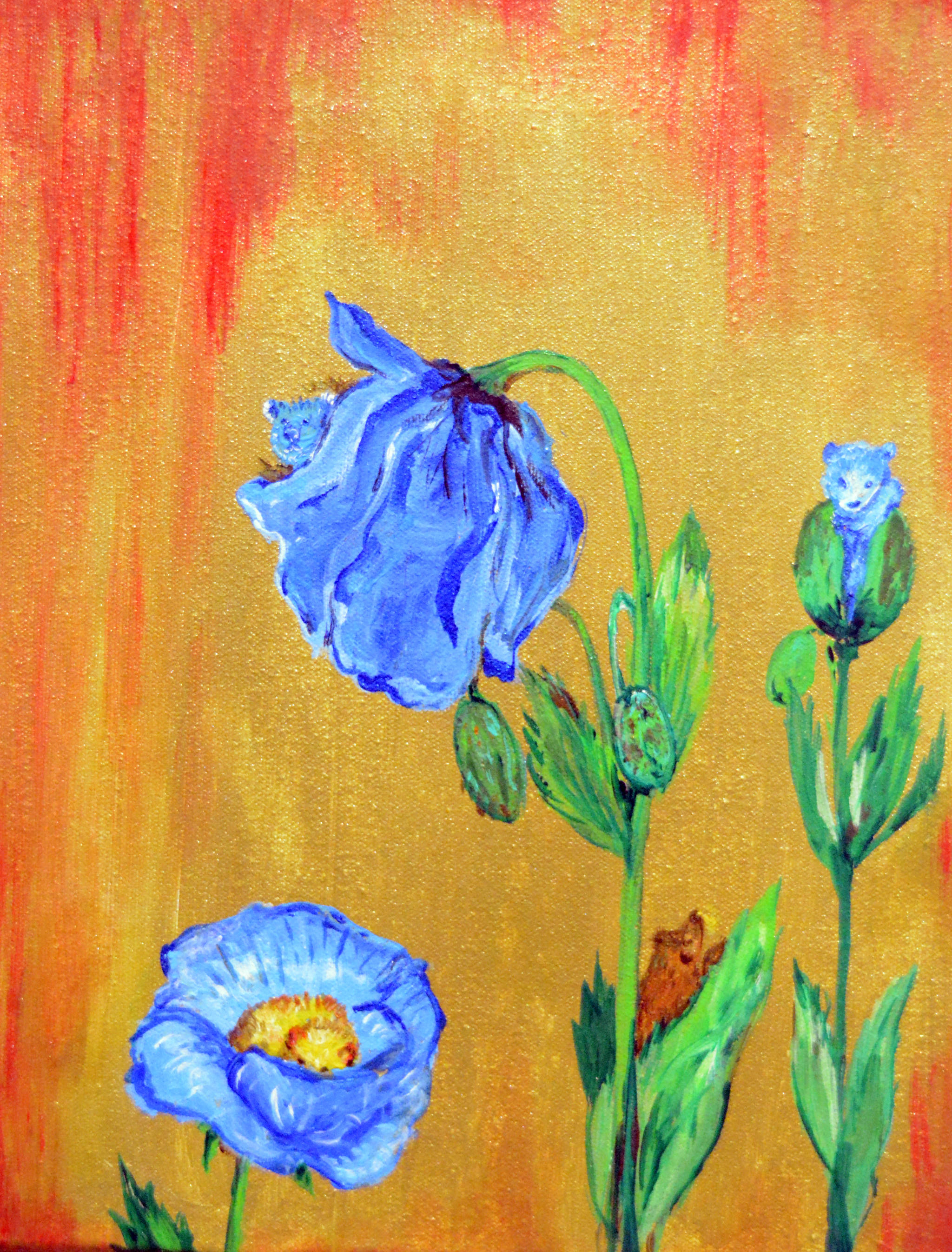 One of Homer artist Julianne Tomich’s paintings from her show, “Bears in Flowers,” at Grace Ridge Brewery.