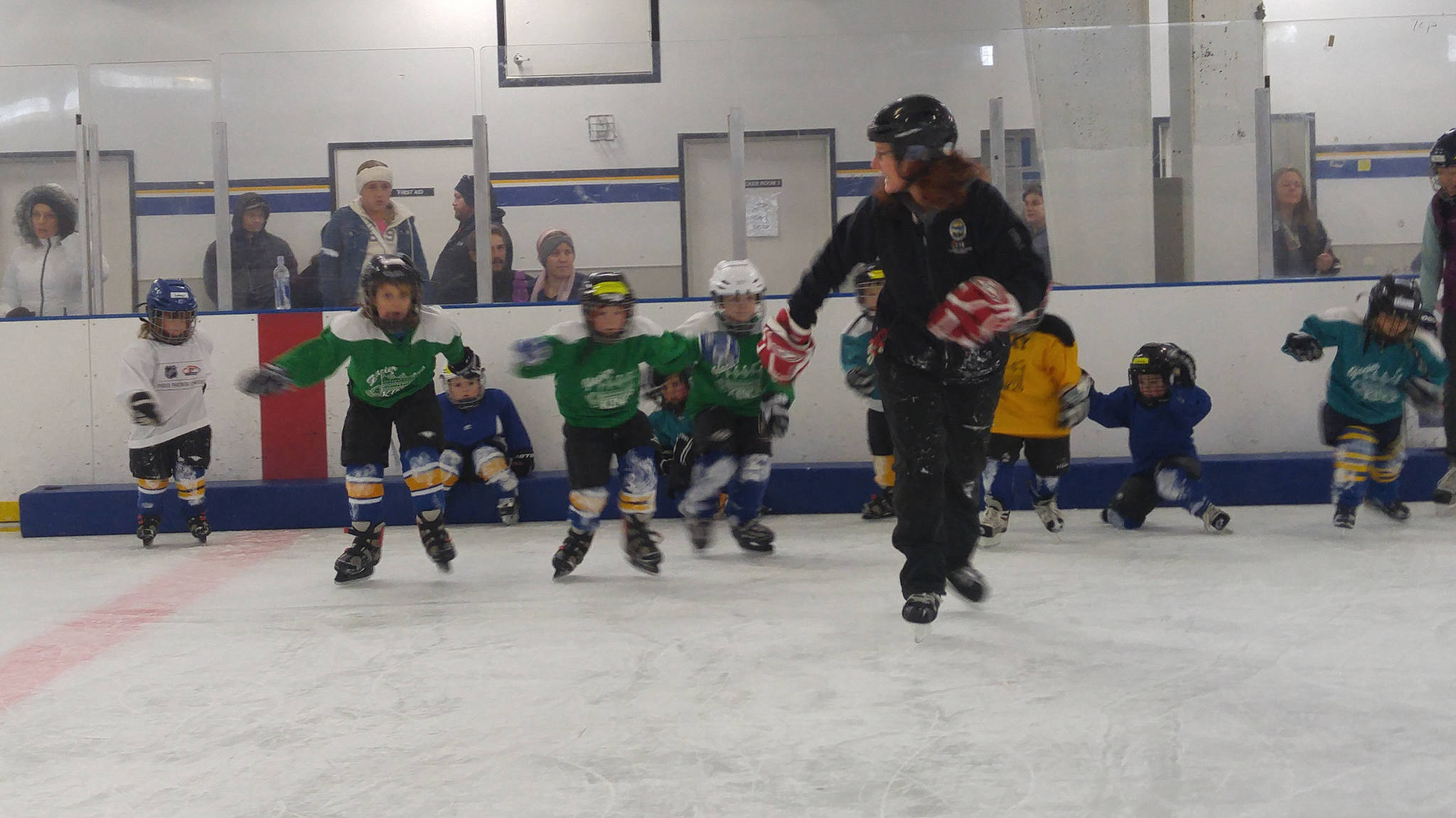 Ingrid Harrald teaches a MicroBells class at the Kevin Bell Ice Arena. Free to new skaters, the 1-hour class is for ages 4-6. (Photo provided)