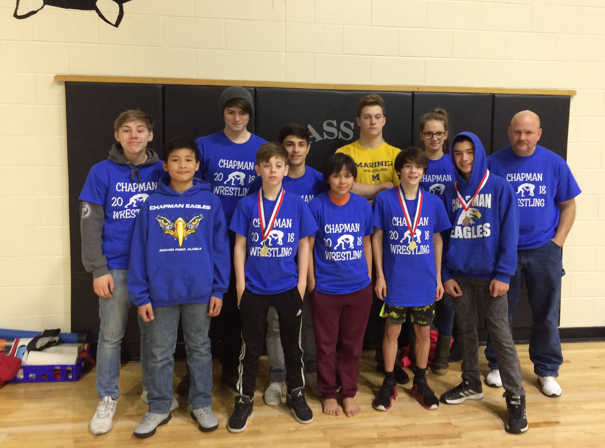 Chapman School’s wrestling team poses after competing in a borough level meet Saturday, Feb. 24, 2018. (Photo submitted)