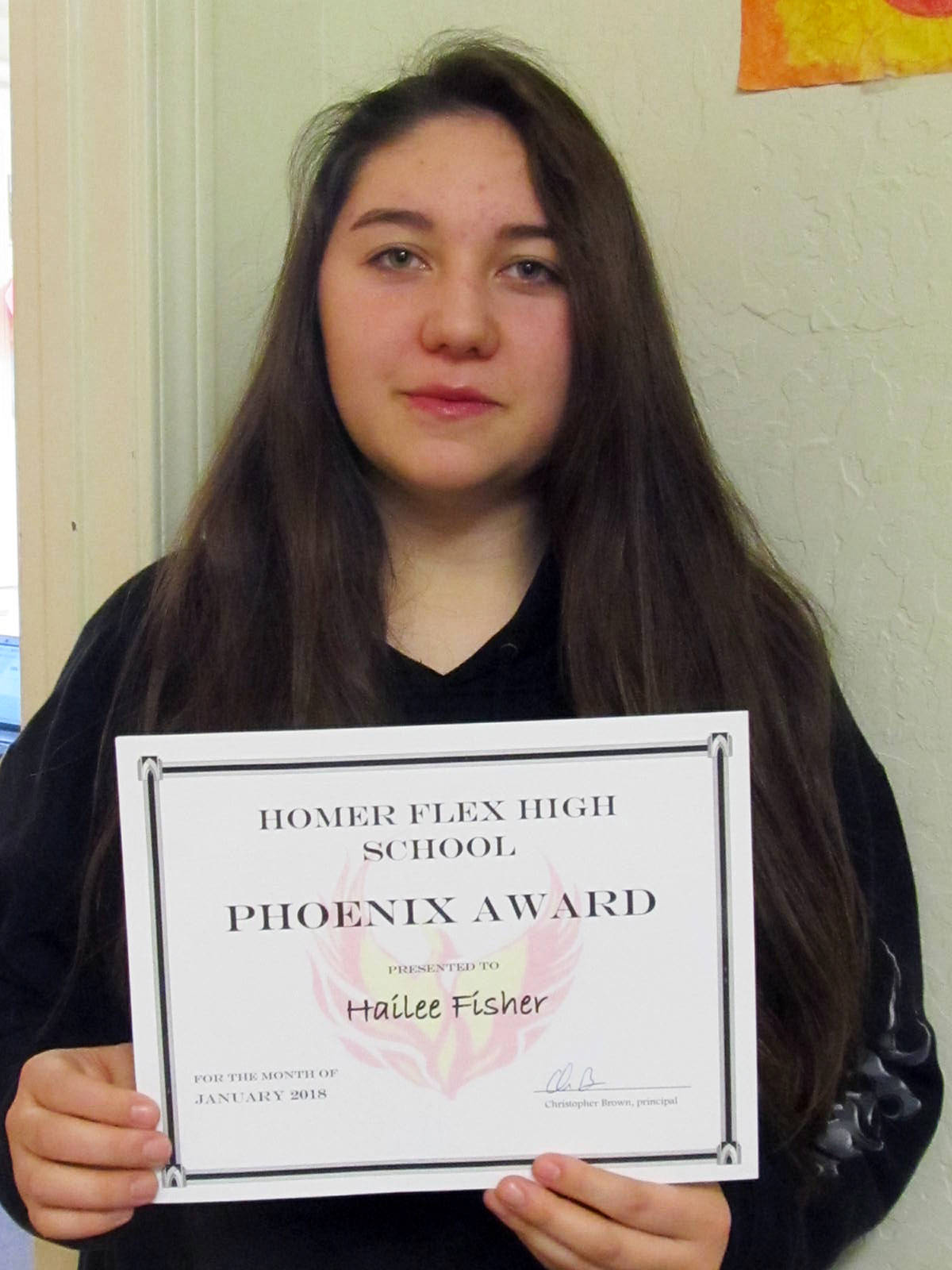 Hailee Fisher, shown here, is the recipient of this month’s Phoenix Award from Homer Flex High School. (Photo submitted)
