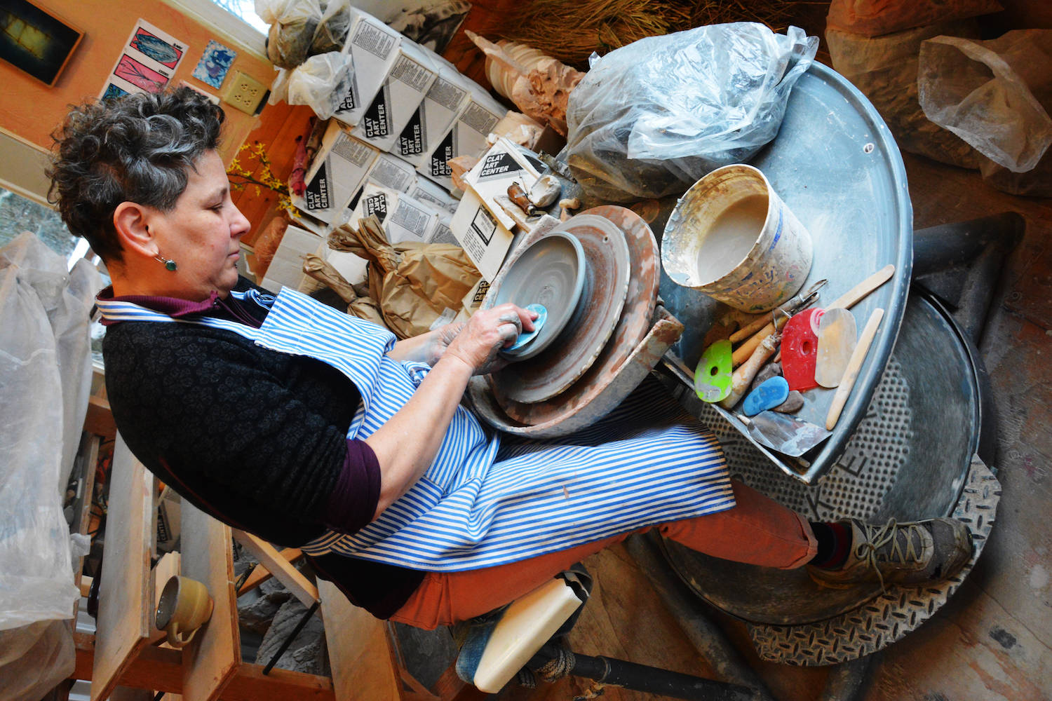 Ceramic artist Cynthia Morelli makes plates for Bunnell Street Arts Center’s annual Plate Project. (Photo provided)