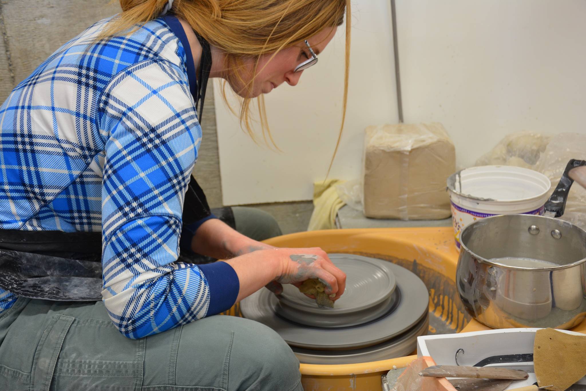 Ceramic artist Katie Miller makes plates for Bunnell Street Arts Center’s annual Plate Project. (Photo provided)