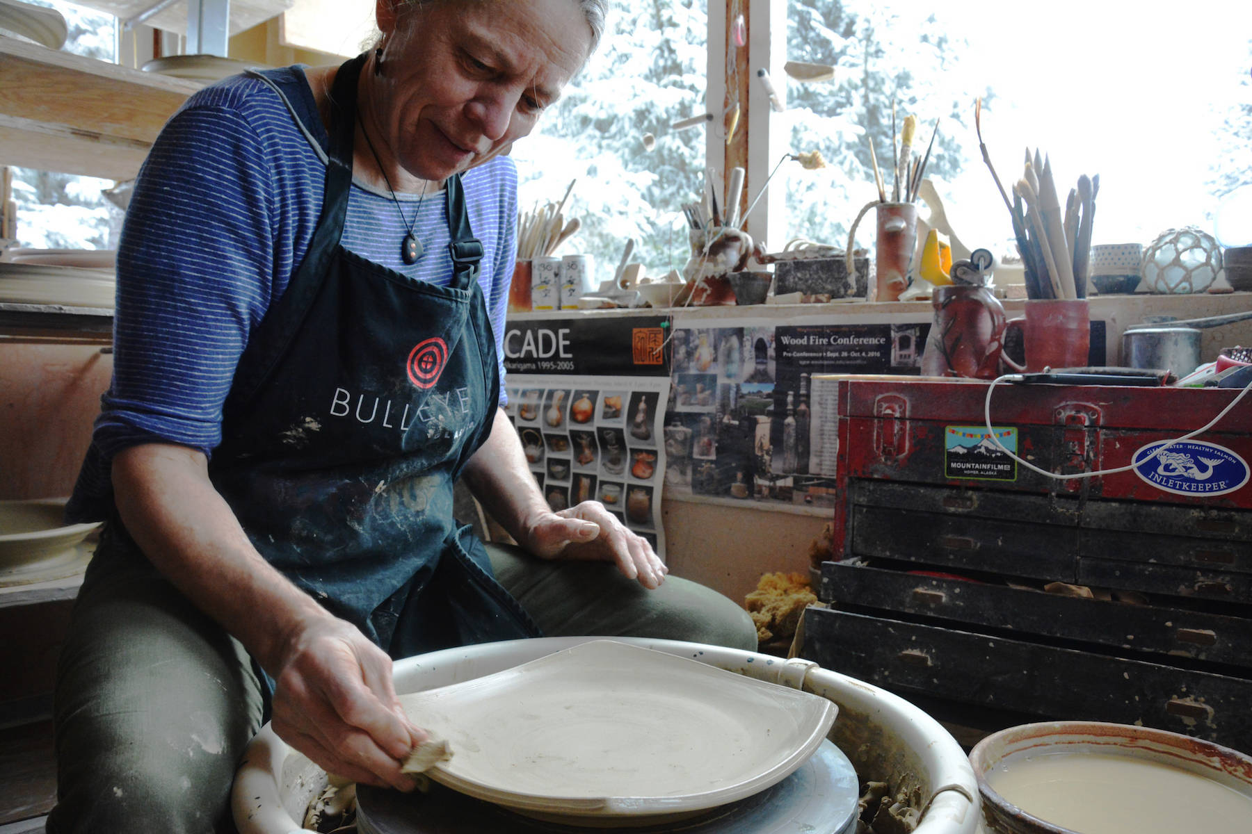 Ceramic artist Lisa Wood makes plates for Bunnell Street Arts Center’s annual Plate Project. (Photo provided)