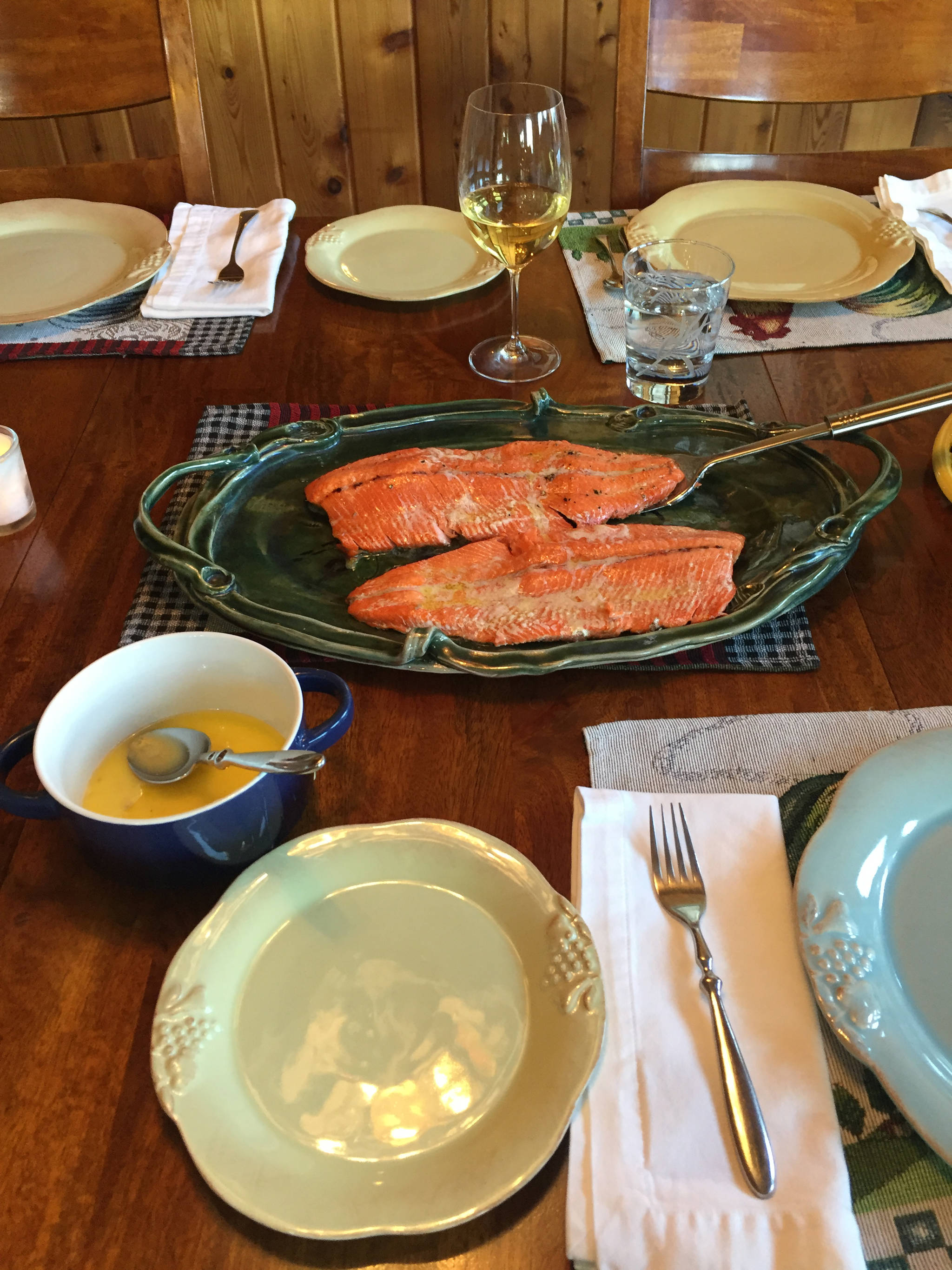 Fresh salmon hot off the grill is the centerpiece of an Alaska summer meal. (Photo by Teri Robl)