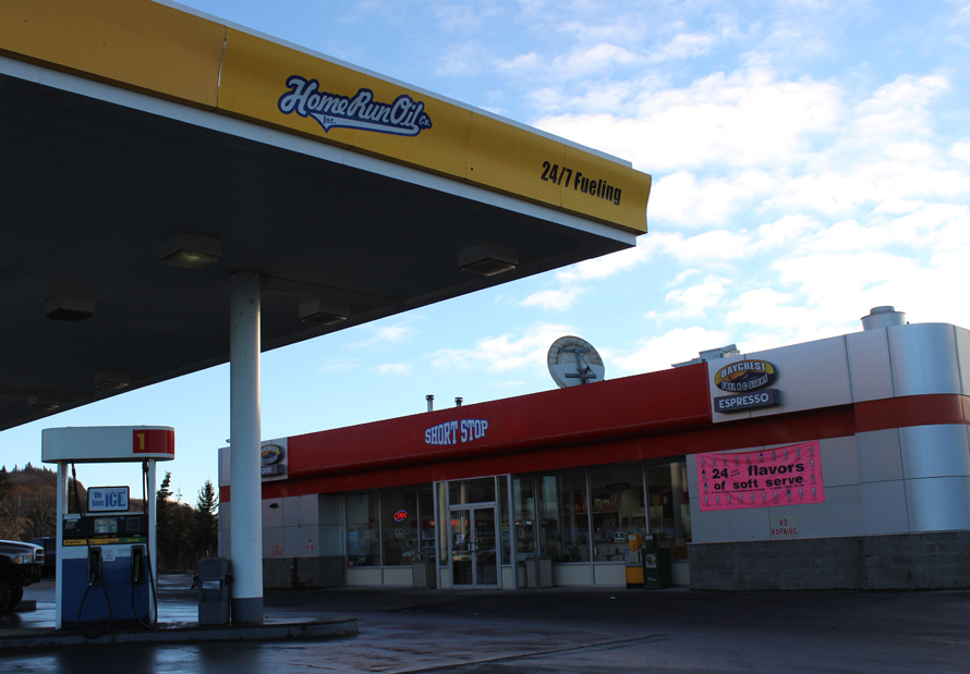 Home Run Oil’s new ownership of the Baycrest-located business is evident on the fuel pump-covering canopy.-Photo by McKibben Jackinsky, Homer News