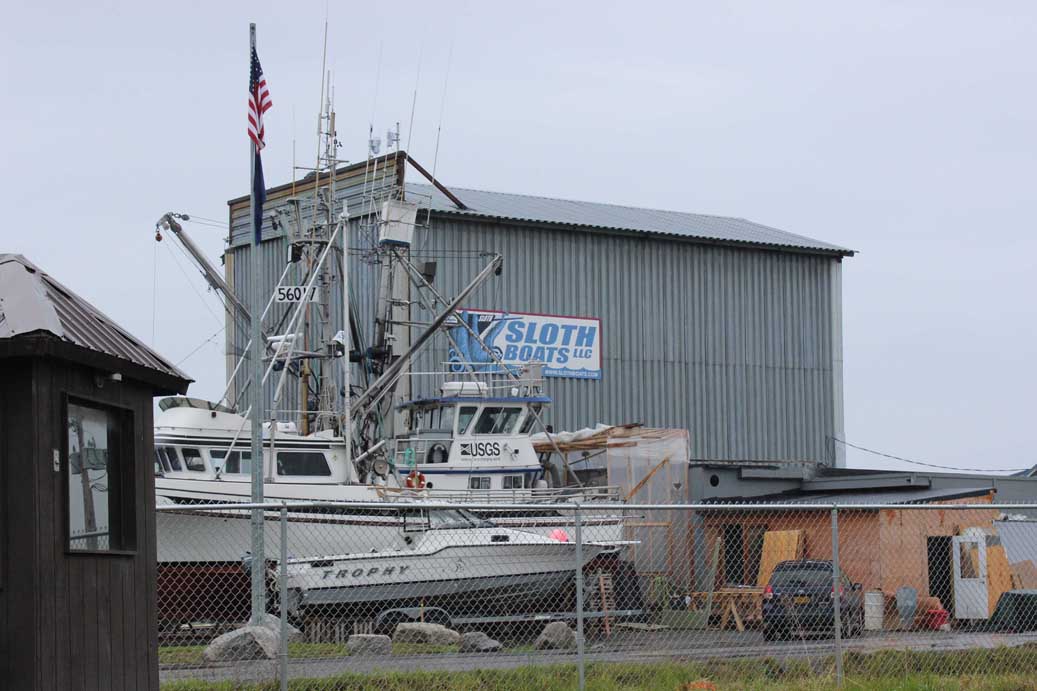 Vessels outside Sloth Boats reflect the variety of vessel types and purposes Homer’s marine trades can address.-Photo by McKibben Jackinsky, Homer News