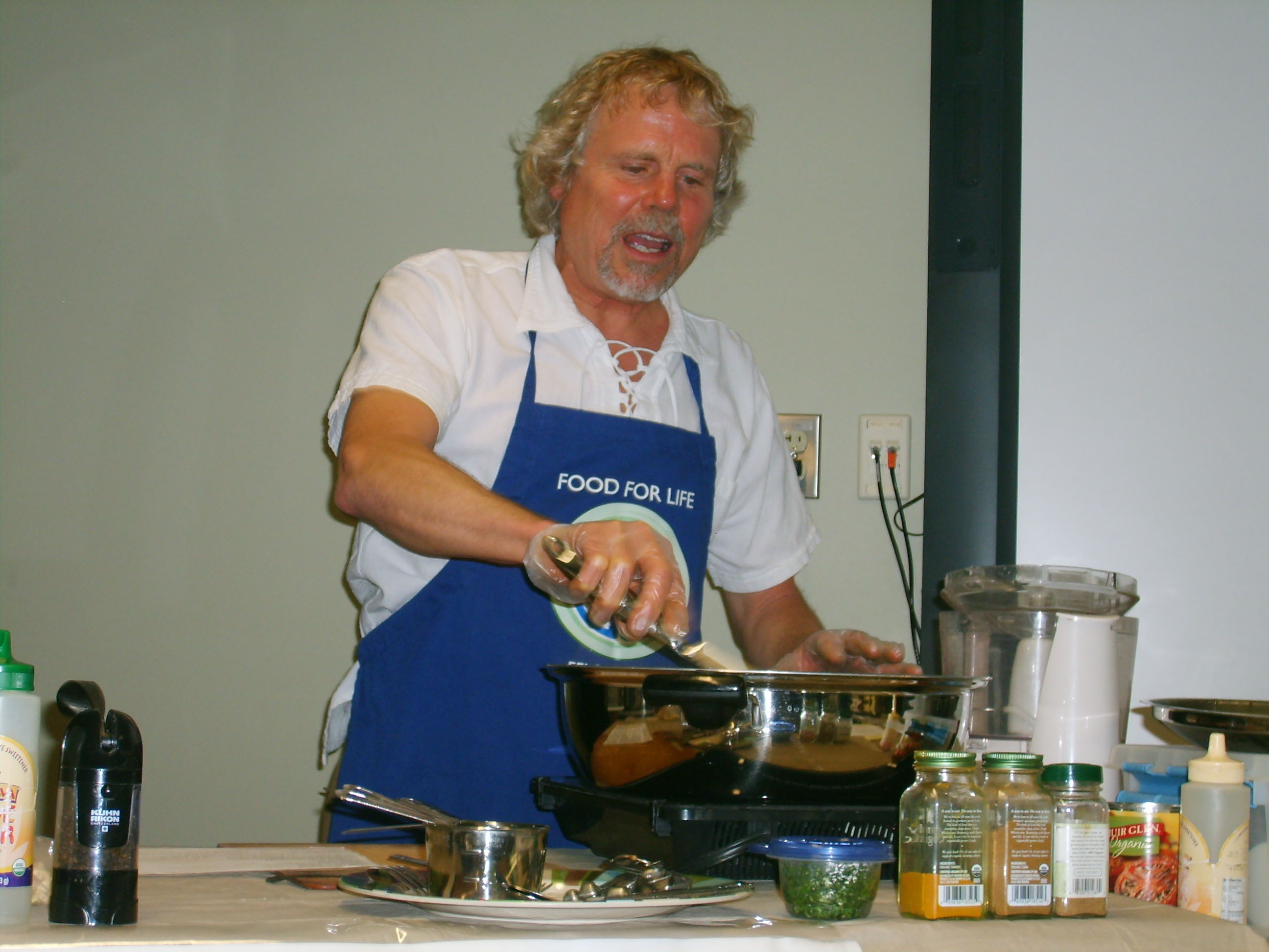 Phil Eherenman cooks and talks nutrition in a recent Food for Life class. -Photo by Lori Evans, Homer News