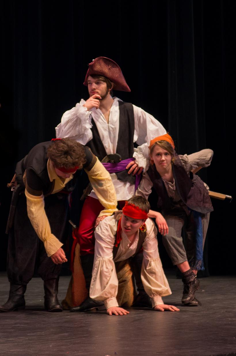 Pirate King Patrick Latimer, top, and pirates Nolan Bunting, Zach Nelson and Shenandoah Lush, from left to right.-Photo by Axel Gillam