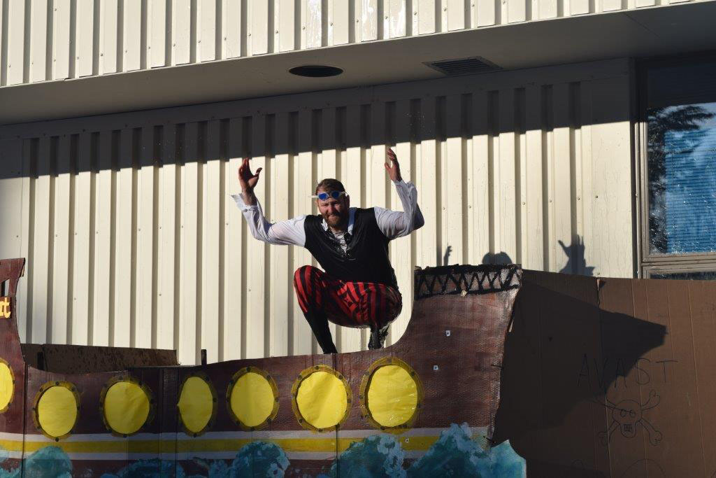 Eric Pederson, principal of Paul Banks Elementary School. emerges after a dunking promised to students for successfully completing the school’s annual readathon. -Photo Provided