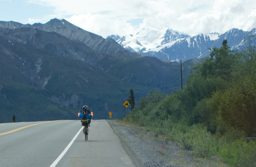 Martin Renner rides the Glenn Highway portion of the Fireweed 400-Photo Provided