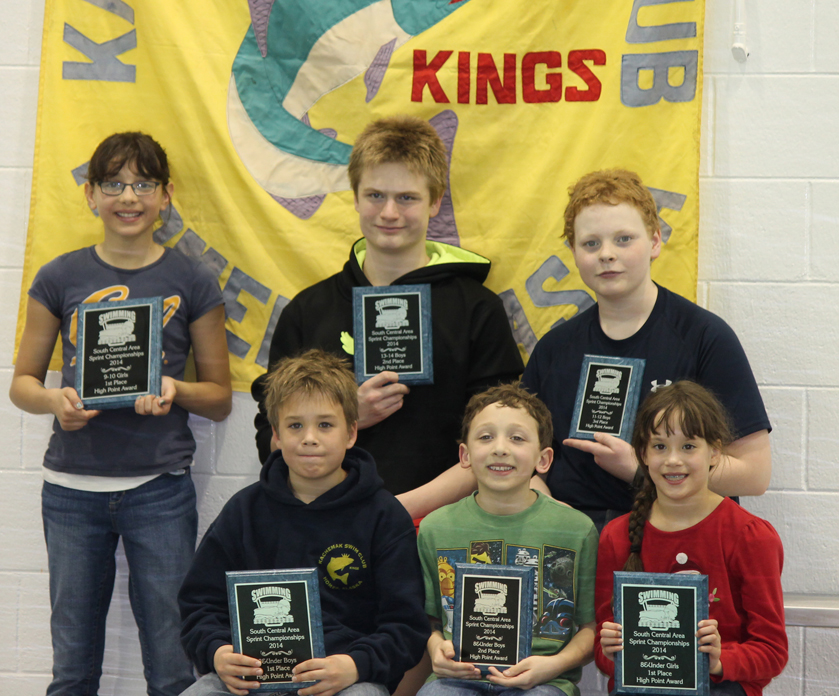 KSC swimmers who placed in the top 3 of their age group. Left to Right:  Madison Story, first; Luke Nelson, first; Clayton Arndt, second; Lucas Story, second; Theodore Castellani, third; and Carly Nelson, first.-Photo provided
