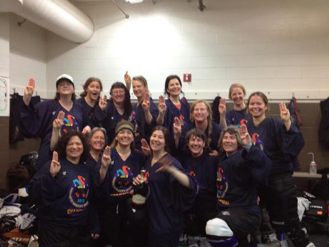 The Diva champion team from last weekend’s Fools on Ice Tournament from Anchorage are front row, from left, Jessie Cashman, Leslie Slater, Kristen Brown, Karen Weston, Kris Holderied and Amy Holman; and back row, Emily Hutchison, Jessi Dullinger, E.B. Brown, Shelly Laukitis, Andrea Stineff, Jan Rumble, Michelle Hatton and Anna Dickerson.      -Photo provided