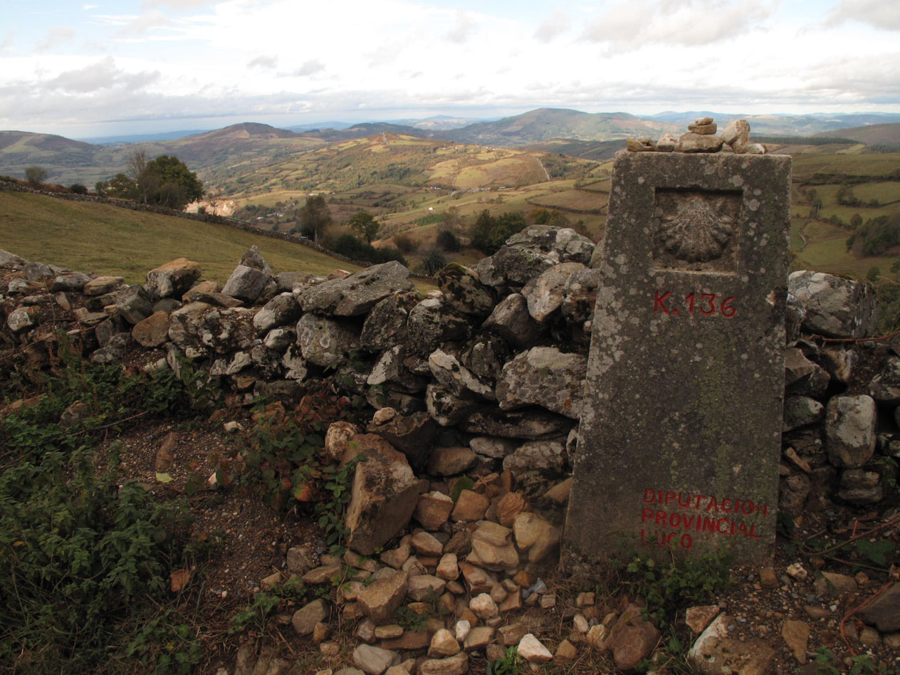 This photograph of a way marker also shows the picturesque countryside of “The Way.”-Photo by Christina Whiting