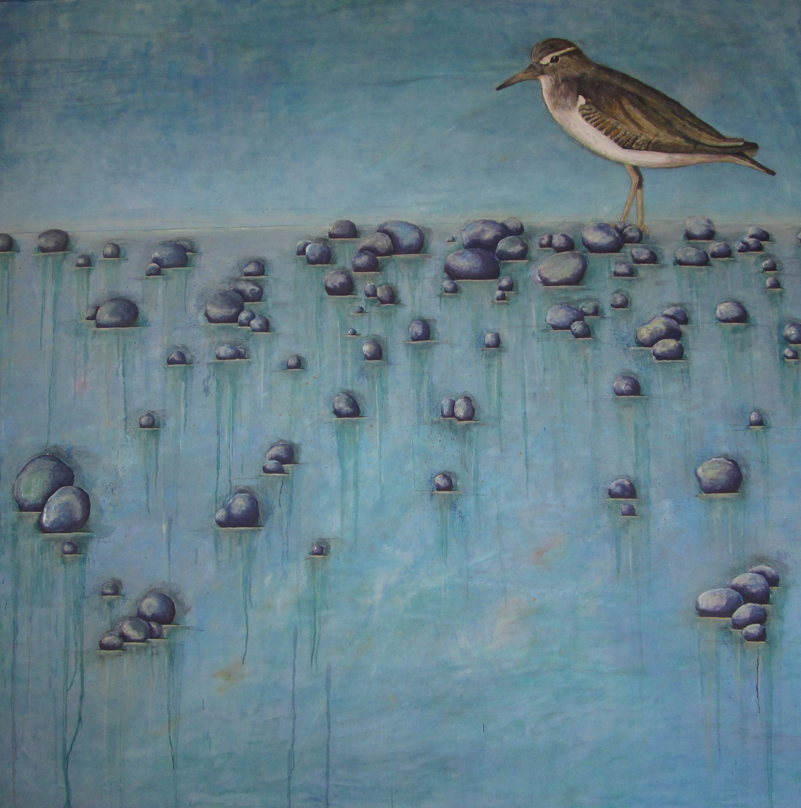 One of Erin Rae D’Eimon’s bird paintings on exhibit at the Knitty Stash.-Photo provided
