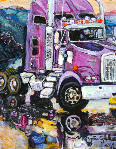 Marjorie Scholl’s “Heavy Metal” paintings range from trucks to boats.-Photo provided