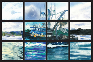 A collaborative painting by the Kachemak Bay Watercolor Society show at Fireweed Gallery-Photo Provided