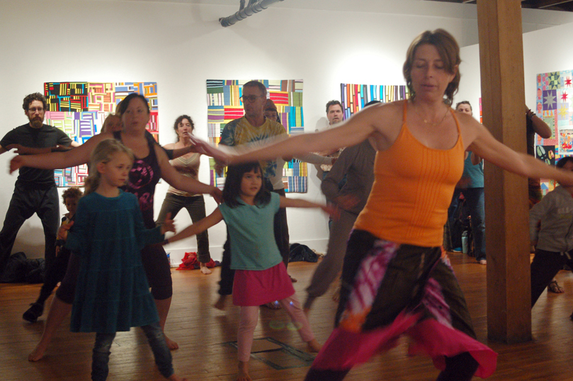 Shelley Fofana, right, leads an African dance workshop on Monday night at Bunnell Street Arts Center.-Photo by Michael Armstrong, Homer News