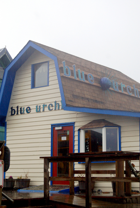 The Blue Urchin is located on the Harbor Boardwalk on the Spit.