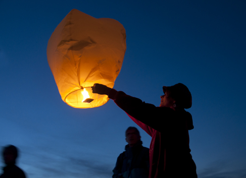 A sky lantern begins its ascent.-Photo by Heather Ericson, special to the Homer News