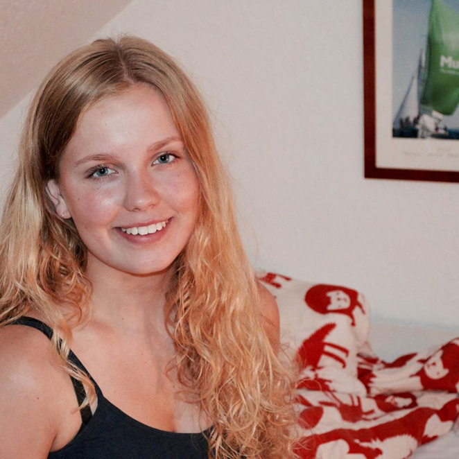 Danish exchange student Karoline Geiker poses for a photo at her home in Copenhagen.-Photo provided