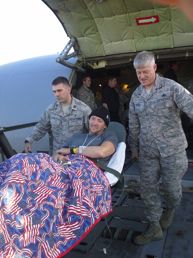 Josh Chambers returns to the United States in November 2013 after being wounded during his deployment in Afghanistan.-Photo provided