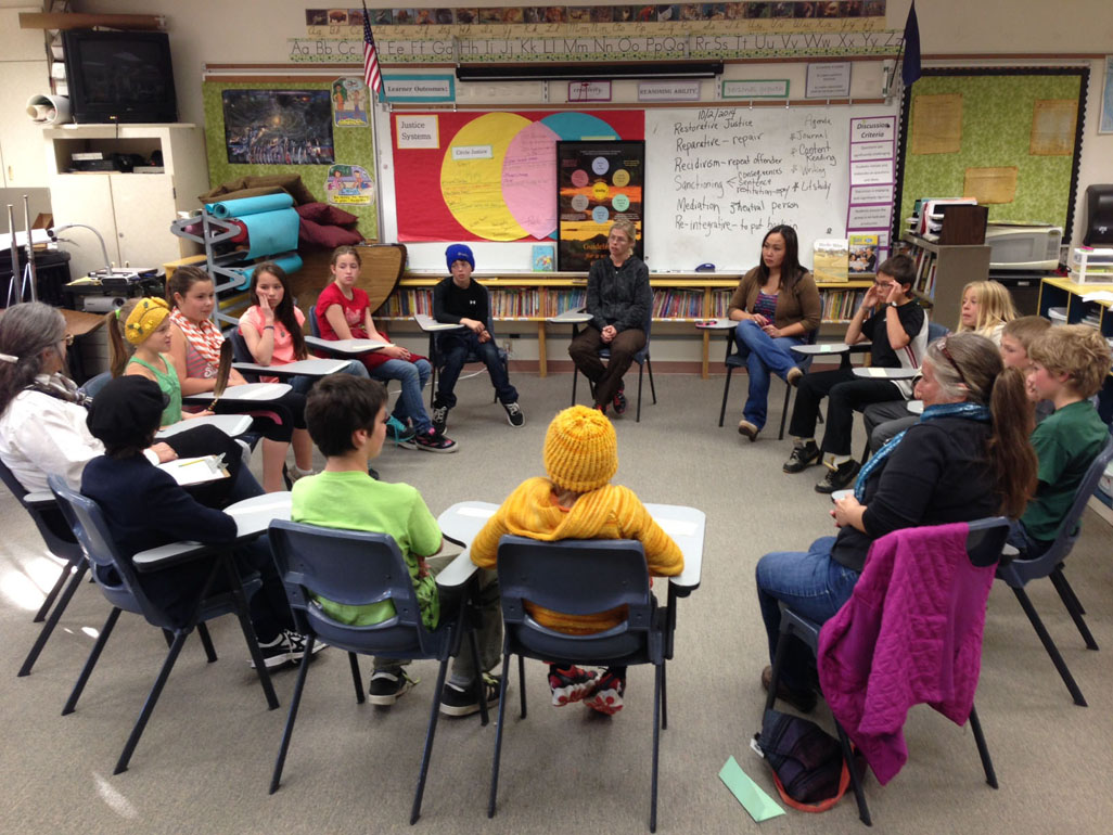 Sixth-graders at Fireweed Academy explore the meaning and use of a ‘justice circle.’
