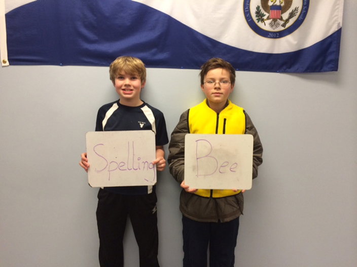 Peter Syth, left, will represent WHES at the state spelling bee next month in Anchorage. Gus Roelof, right, is runner-up in the WHES bee.-Photo provided