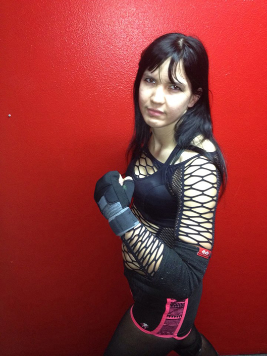 Julie Winters of Anchorage made her world professional wrestling debut in Homer.-Photo provided