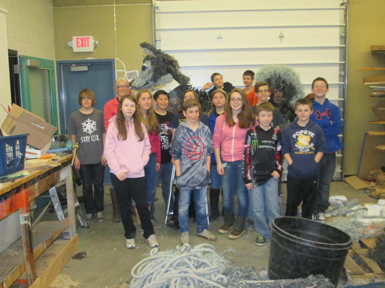 Homer Middle School students are using marine debris to create a sculpture of their school’s mascot.-Sarah Richardson