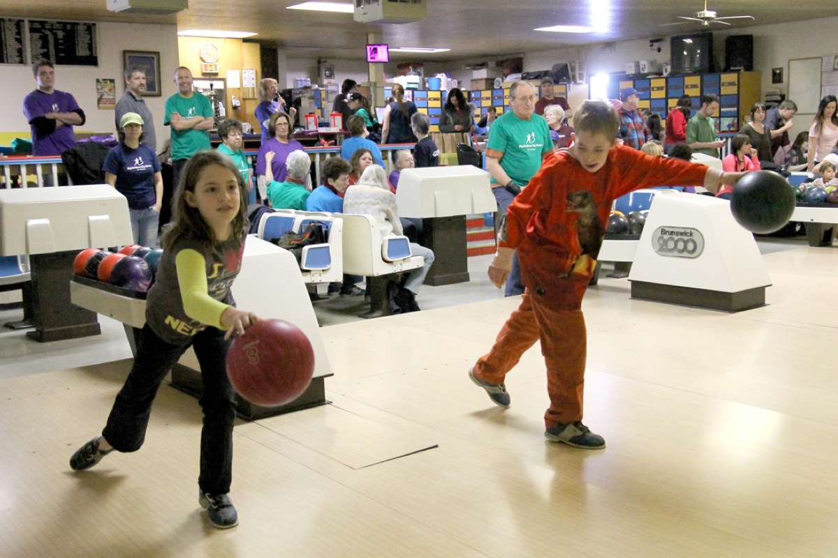 Laura Inama, age 10 and Kody Cardwell, age 10, participate in the Bowl for Kids Sake event.