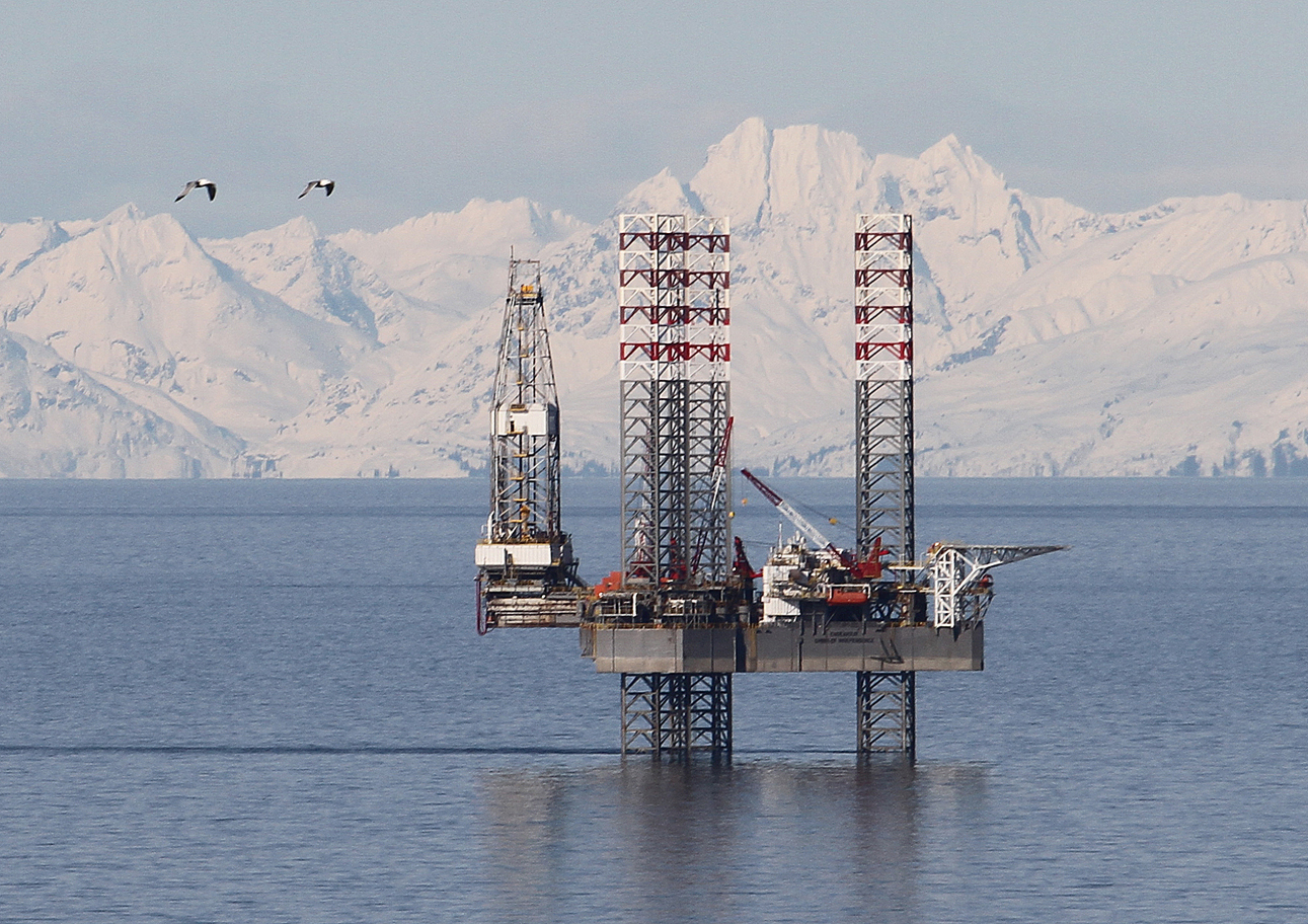 The Endeavour-Spirit of Independence jack-up rig drills at the Cosmopolitan site in August of 2013.-Homer News file photo