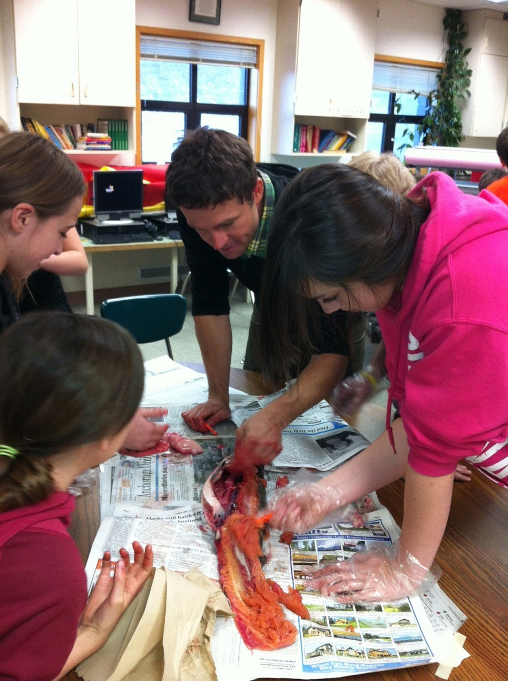 Fireweed Academy students got the inside scoop on salmon last week with the help of Tim Blackmon of the Alaska Department of Fish and Game.-Photo provided