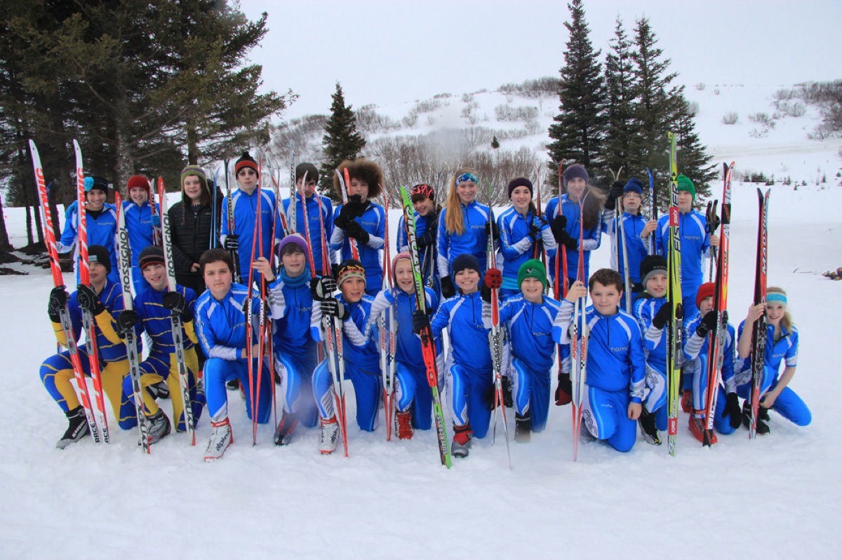 The Homer Middle School ski team poses for a picture recently. The team is raising funds with a ski-a-thon on Sunday, while the coaches will be offering lessons for $25.