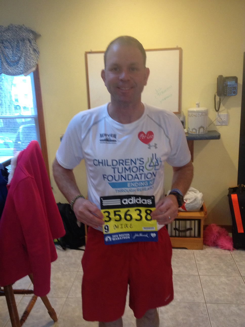 Mike Illg of Homer completed Monday’s Boston Marathon as a way to raise research dollars for the Children’s Tumor Foundation.-Photo provided