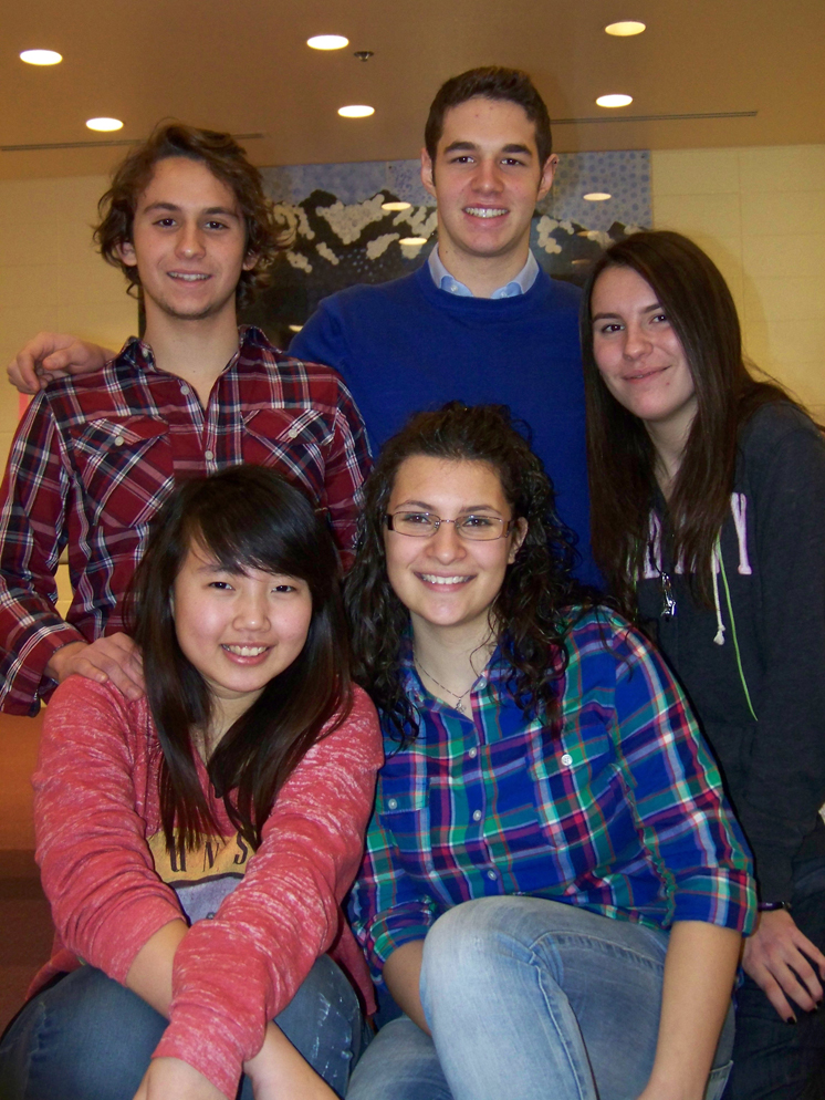 Foreign exchange students enrolled at Homer High School this year are, front from left, Tiffany Khosasih of Indonesia and Chiara Scoppetta of Italy; back from left, Alehandro Carrillo-Cano of Mexico, Manual “Manu” Spigno of Italy and Clementine Devos of France.-Photo by McKibben Jackinsky, Homer News