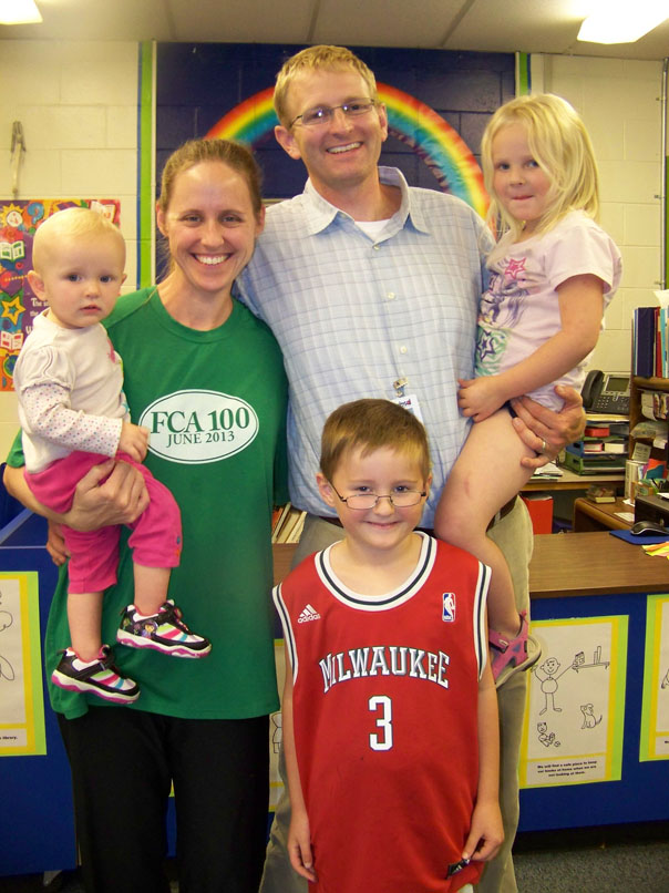 Principal Eric Pederson and his family — daughter Ingrid, 1; wife Sherry; son Einar, 6; and daughter Addy, 4 — are a new Paul Banks Elementary School family.-Photo by McKibben Jackinsky, Homer News