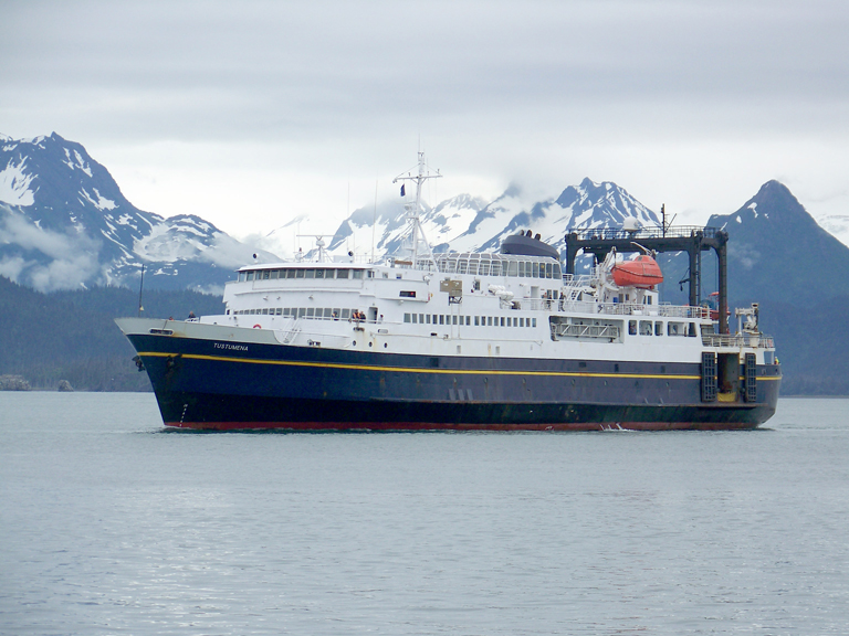 The M/V Tustumena comes into Homer after spending the day in Seldovia in this 2010 file photo. After almost a year of undergoing repairs, the much loved ferry returned to service this week.-Homer News file photo