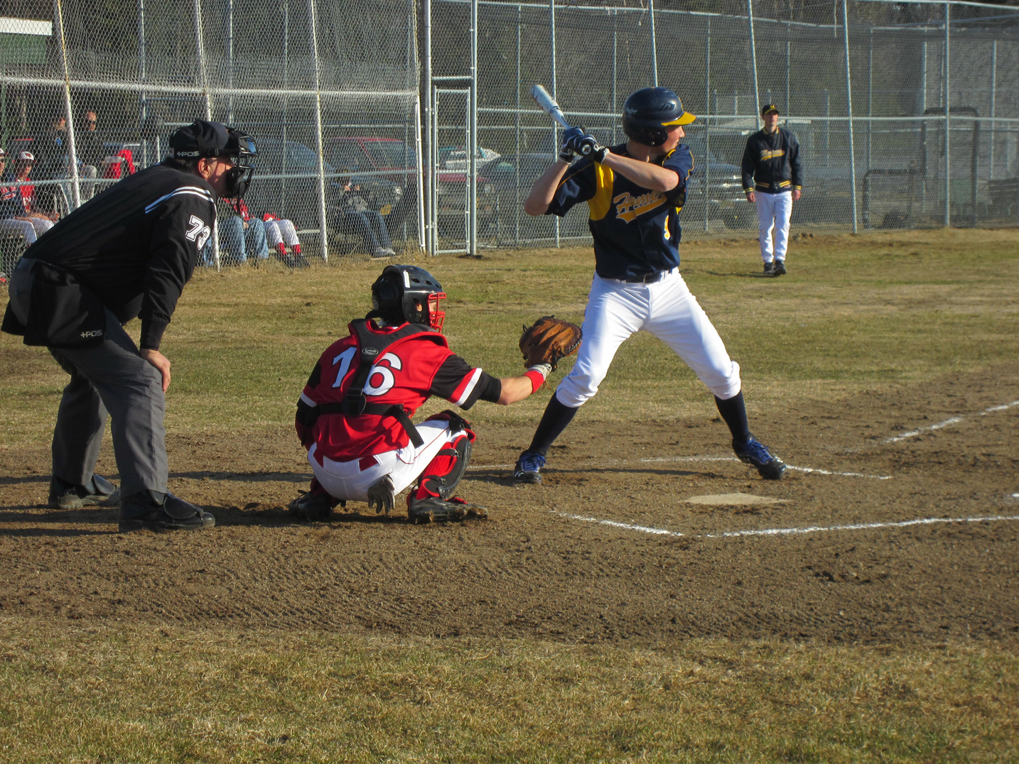 Brian Rowe leads off the Mariners’ season opener with a hit in a game against the Kenai Kardinals May 8.-Photo by Wendy Wayne