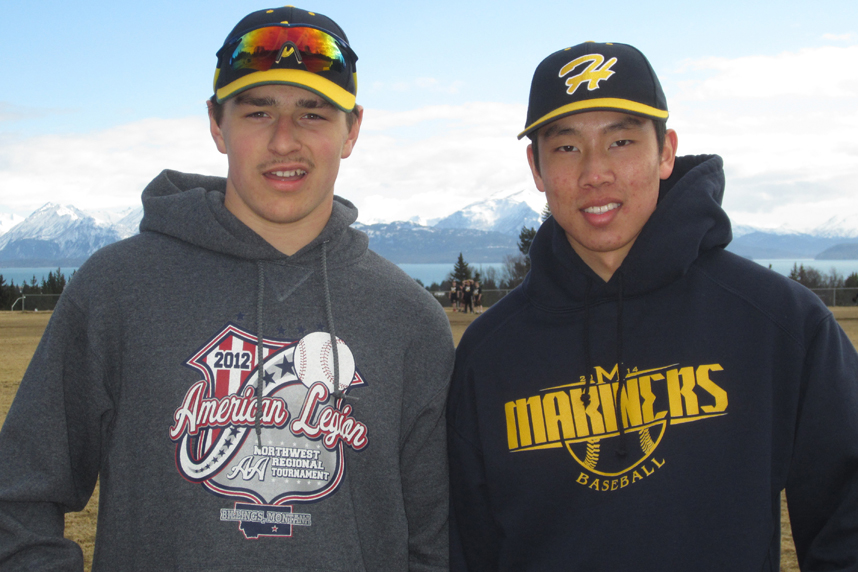 Tommy Bowe, left, and Nahoa Jette are co-captains of the Mariner baseball team.                               -Photo provided